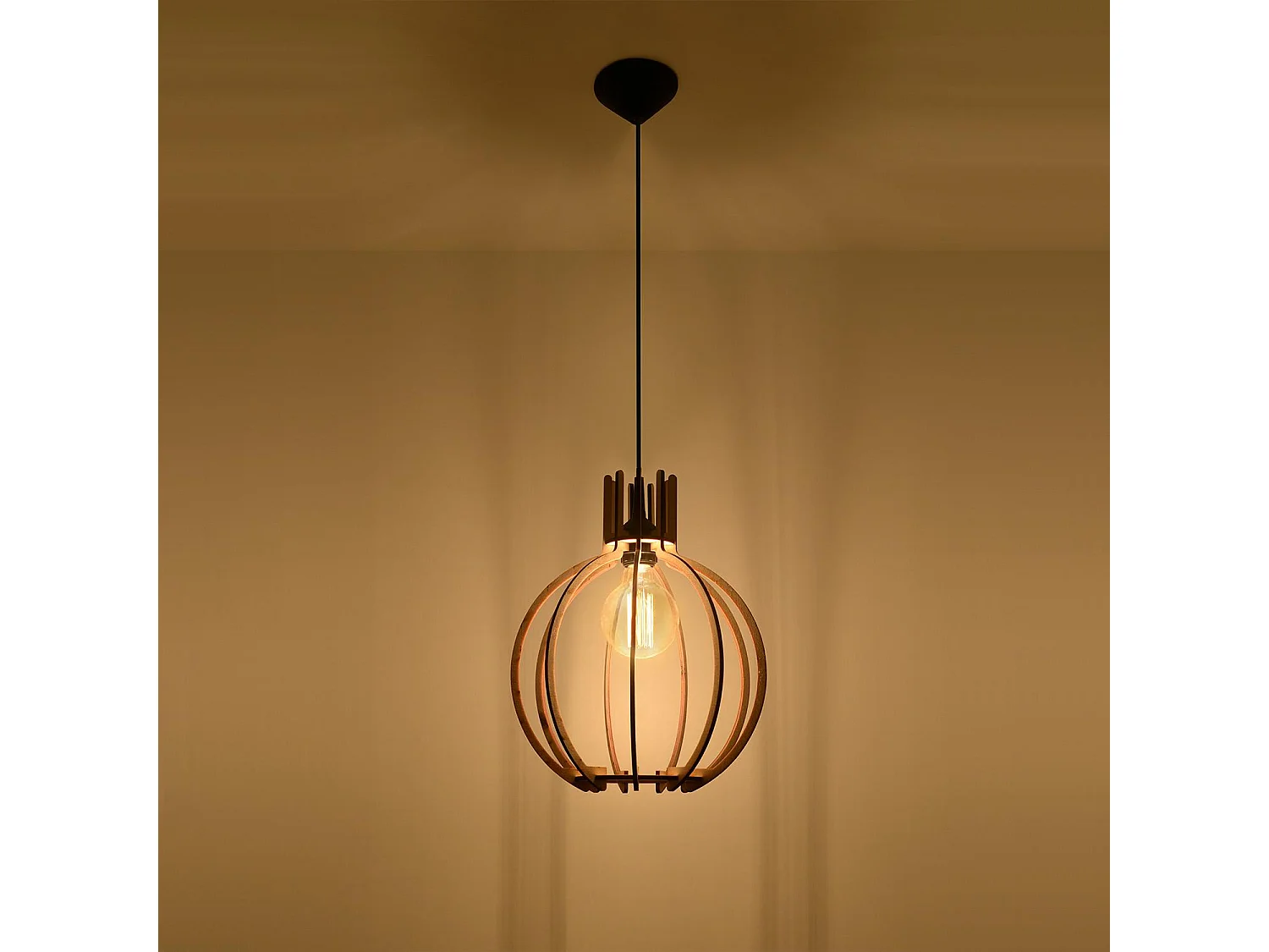 Sollux ARANCIA Lampe à Suspension Wire Frame Bois Naturel E27