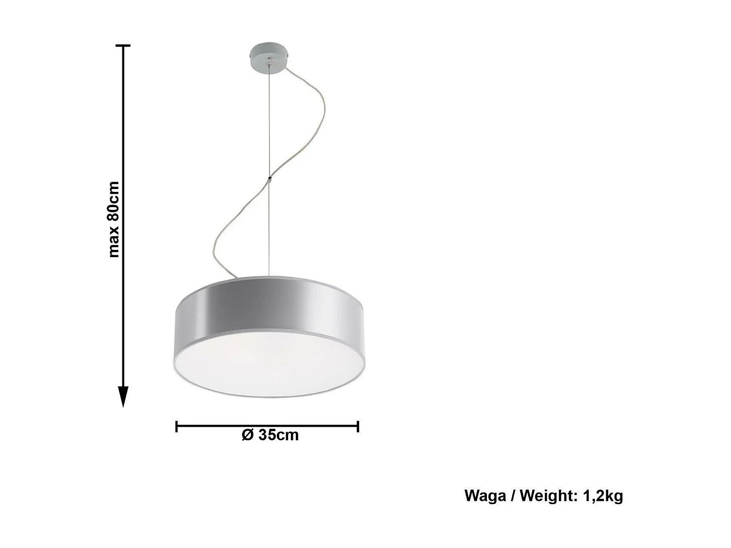 Lampa wisząca ARENA 35 szara