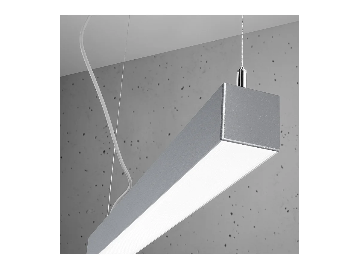 Sollux PINNE Suspension Barre Droite Linéaire LED 145cm Intégrée Gris Clair 4000K