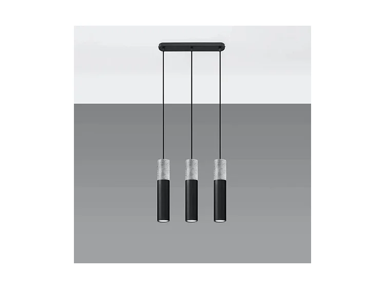 Sollux BORGIO Suspension triple gris clair, noir GU10
