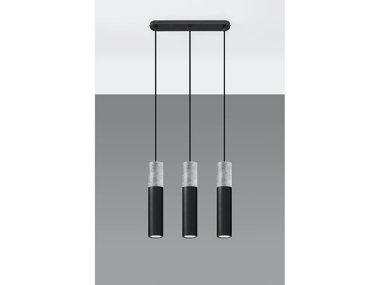 Sollux BORGIO Suspension triple gris clair, noir GU10