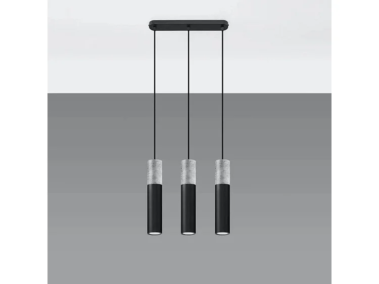 Sollux BORGIO Suspension triple gris clair, noir GU10