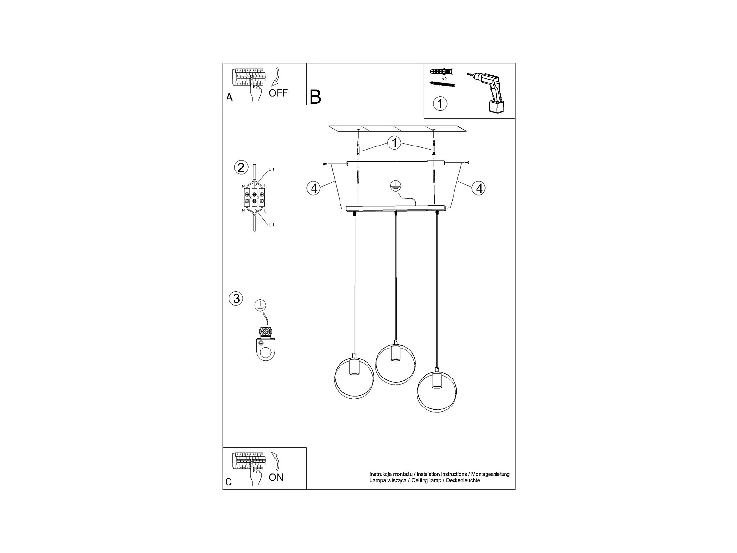 Sollux Titran Plafonnier Suspension Bar Blanc