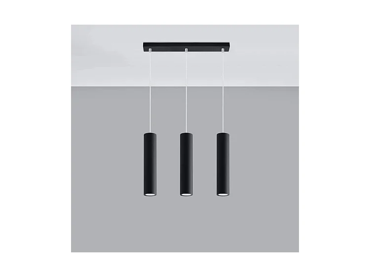 Sollux LAGOS Luminaire suspendu à 3 ampoules Staight, noir, GU10