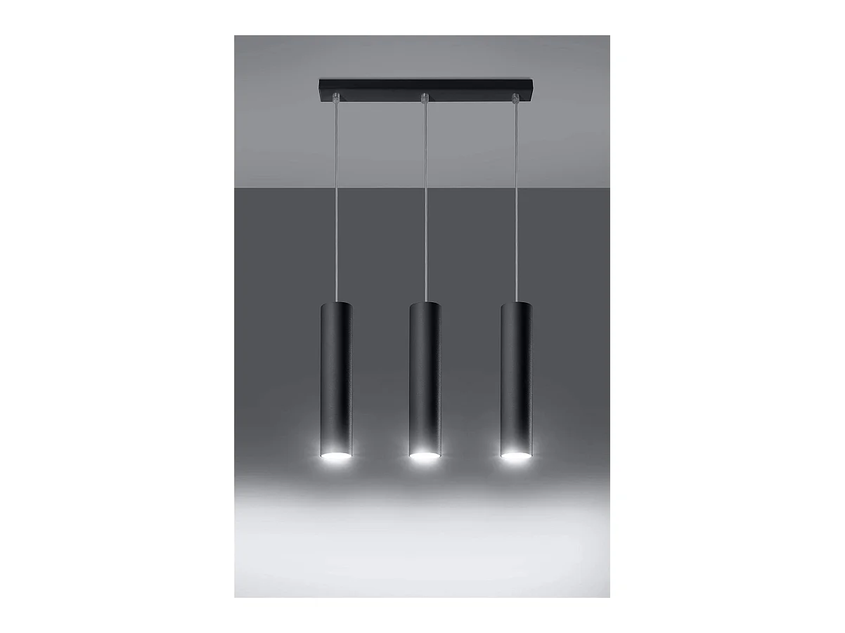 Sollux LAGOS - 3 Light Staight Bar Drop Pendant Black, GU10