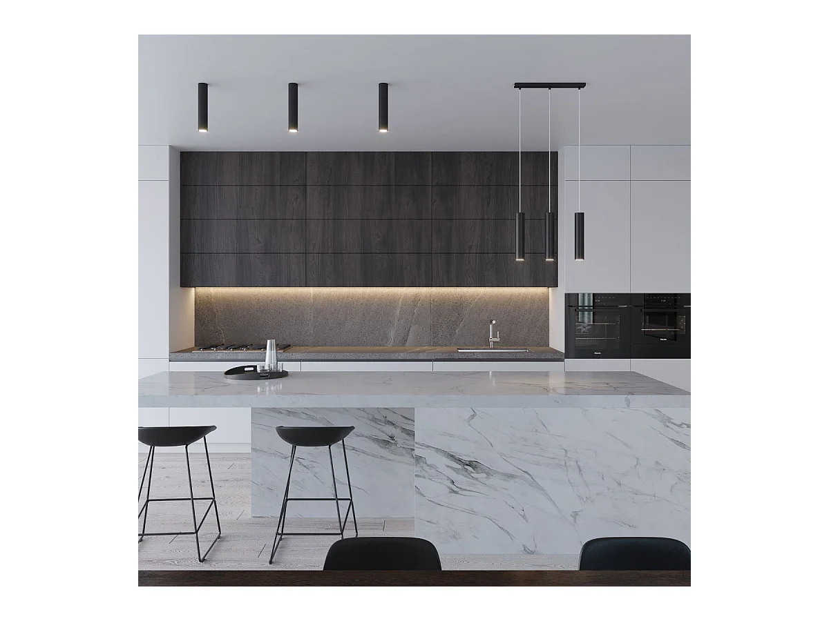 Sollux LAGOS - 3 Light Staight Bar Drop Pendant Black, GU10