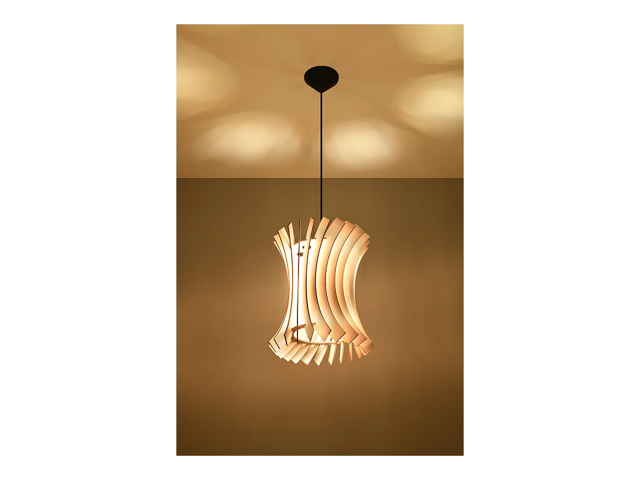 Sollux ORIANA Lampe à Suspension Wire Frame Bois Naturel E27