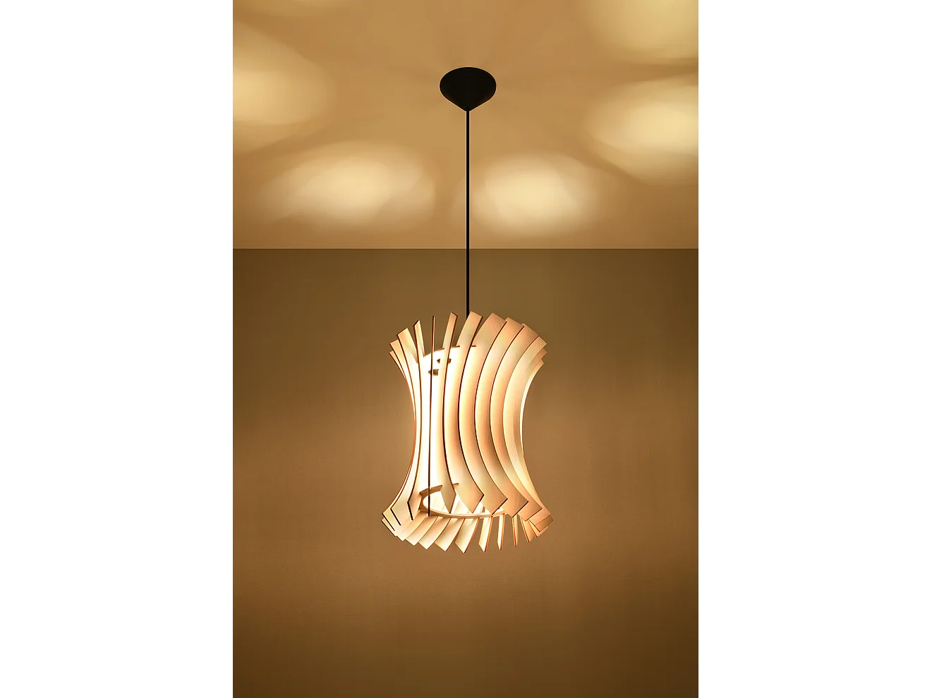 Sollux ORIANA Lampe à Suspension Wire Frame Bois Naturel E27