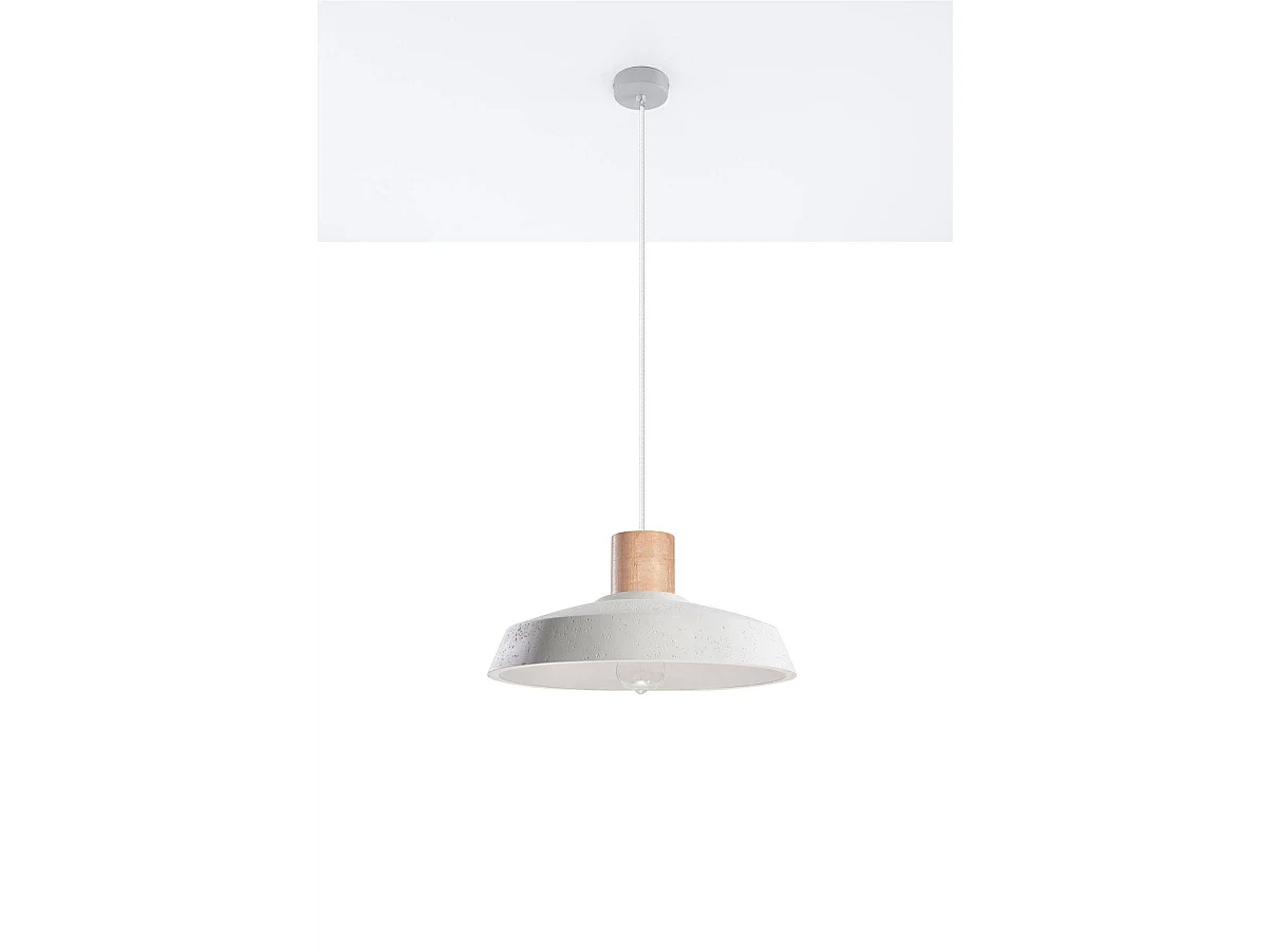 Sollux - 1 licht Dome Deckenanhänger Weiß, Naturholz, E27