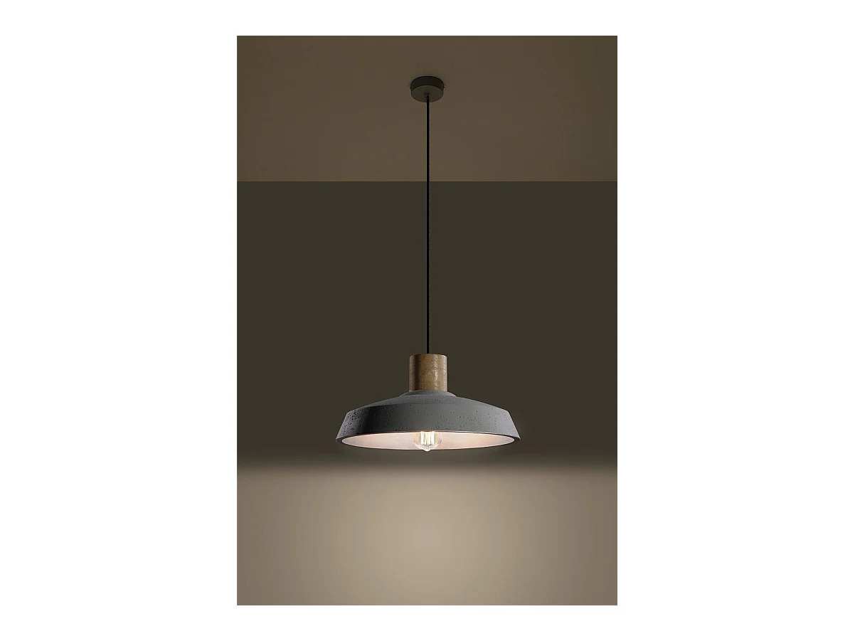 Sollux - 1 licht Dome Deckenanhänger Weiß, Naturholz, E27