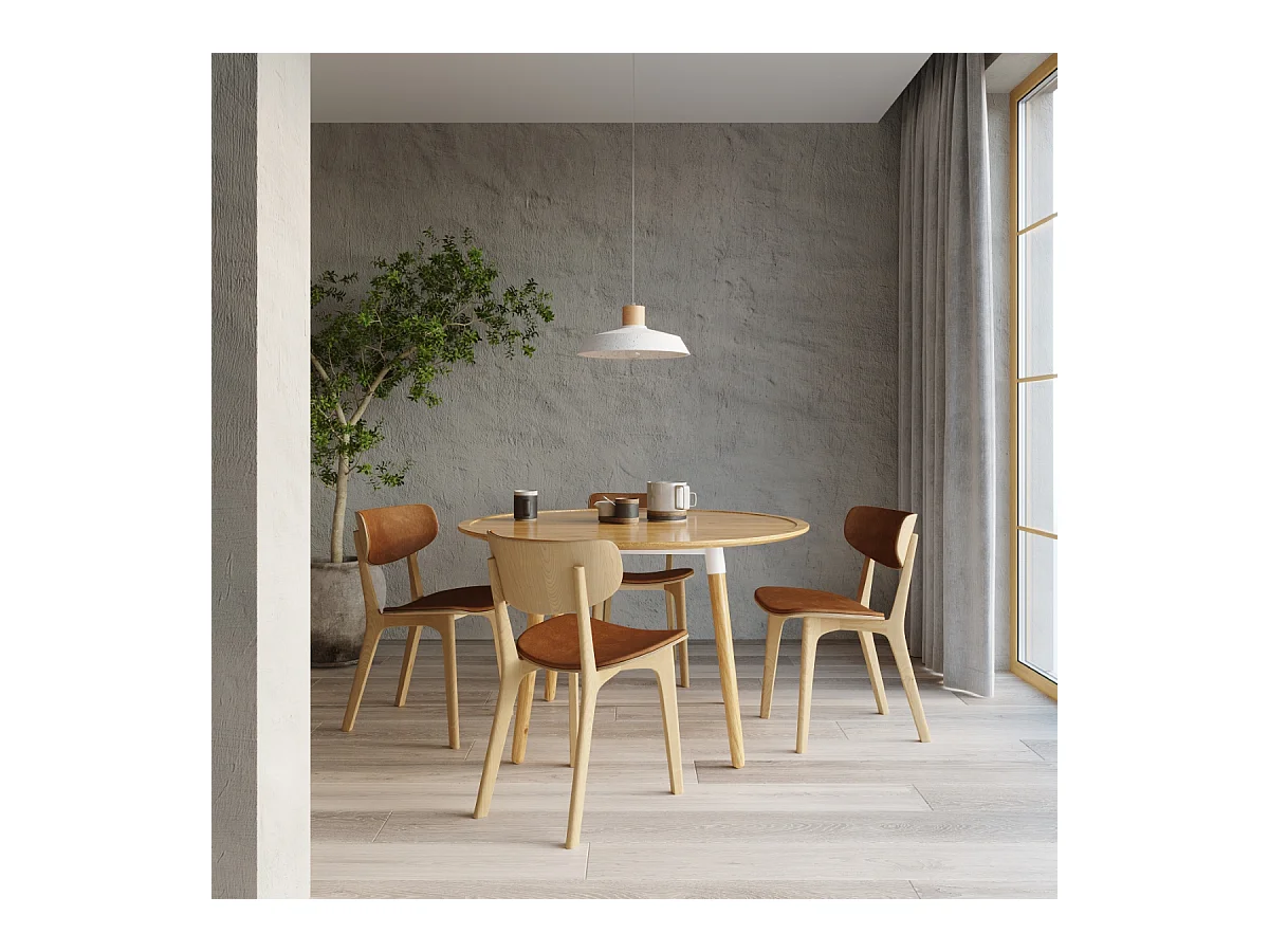 Sollux - 1 licht Dome Deckenanhänger Weiß, Naturholz, E27