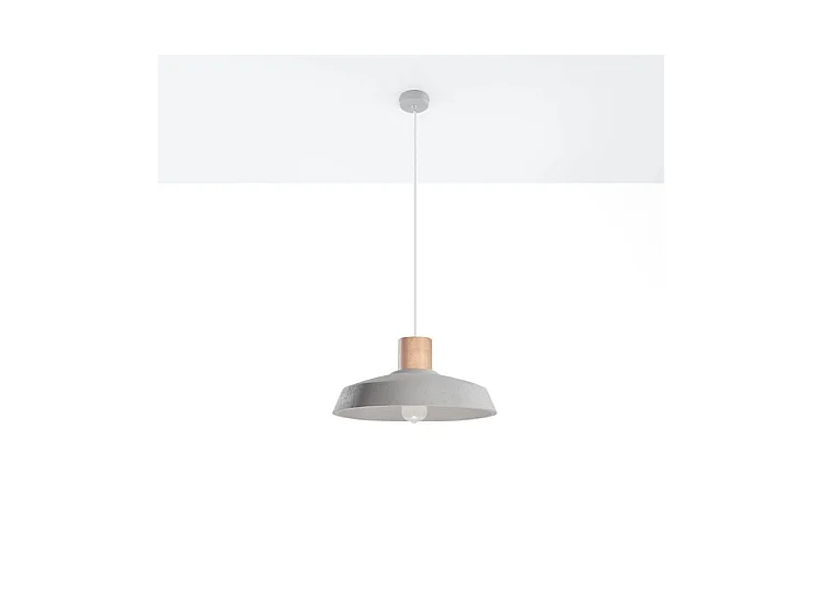 Sollux Plafonnier à 1 ampoule en forme de dôme blanc, bois naturel, E27