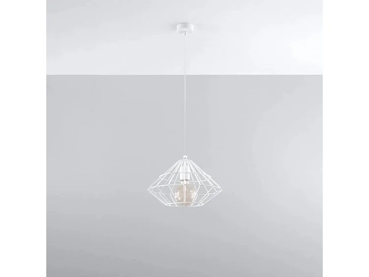 Hanglampen Umberto Industrieel Van  - 1 Lichtbronnen - L.32 X H.120 Cm - Wit