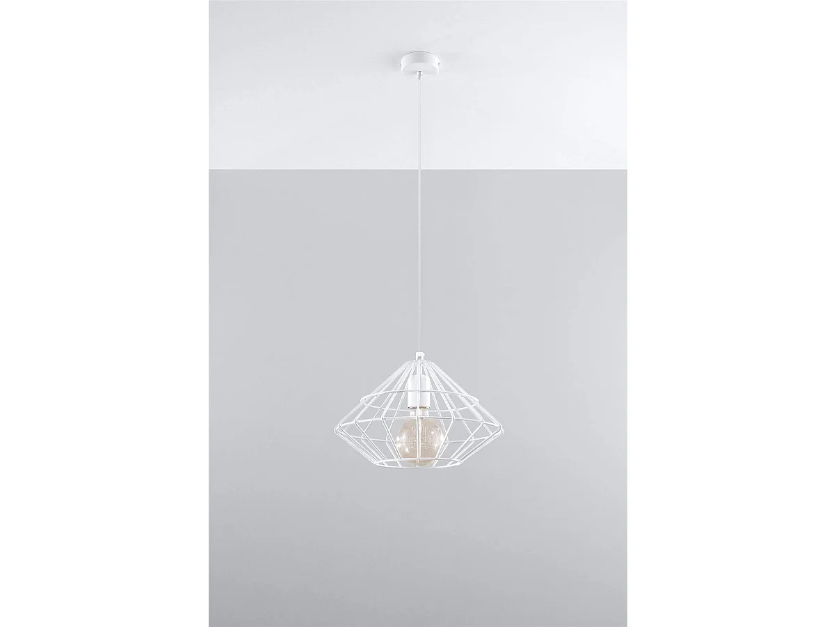Hanglampen Umberto Industrieel Van  - 1 Lichtbronnen - L.32 X H.120 Cm - Wit