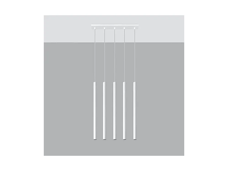Sollux PASTELO Suspension à 5 ampoules Staight, blanc, G9