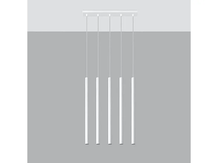 Sollux PASTELO Suspension à 5 ampoules Staight, blanc, G9
