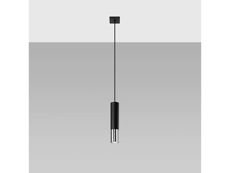 Hanglampen Loopez Modern Van  - 1 Lichtbronnen - L.8 X H.100 Cm - Zwart/Chroom