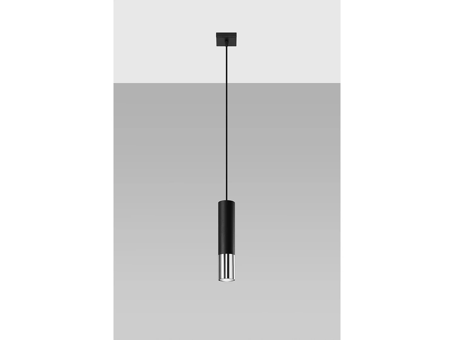 Hanglampen Loopez Modern Van  - 1 Lichtbronnen - L.8 X H.100 Cm - Zwart/Chroom