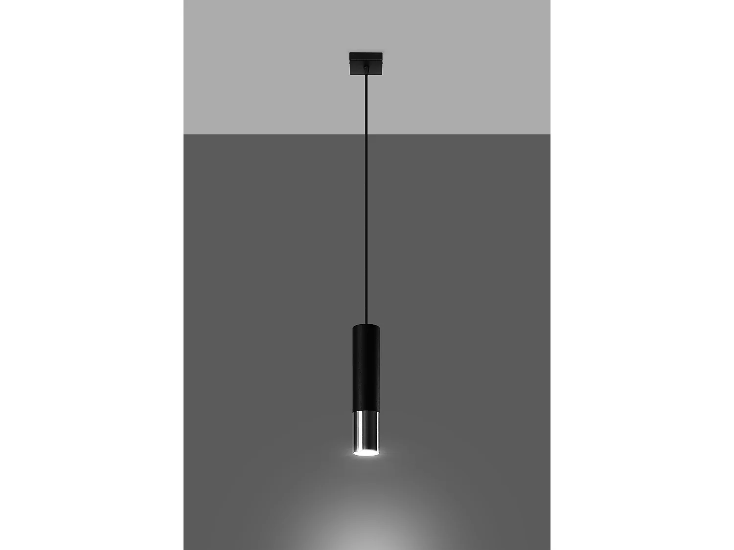 Hanglampen Loopez Modern Van  - 1 Lichtbronnen - L.8 X H.100 Cm - Zwart/Chroom