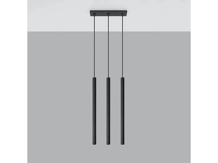 Sollux PASTELO - Lampada a sospensione a 3 luci a barra dritta nera, G9