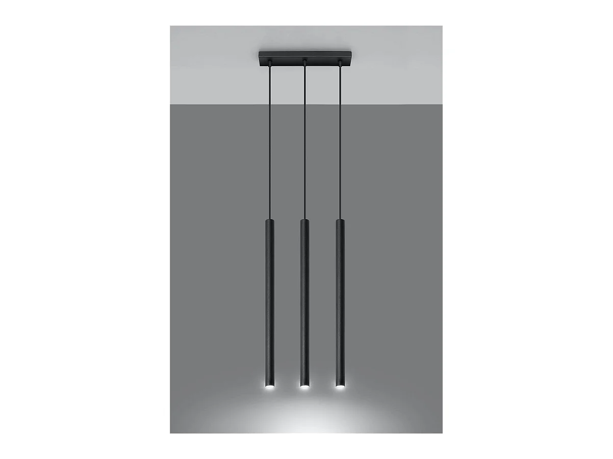 Sollux PASTELO Luminaire suspendu à 3 ampoules Staight, noir, G9