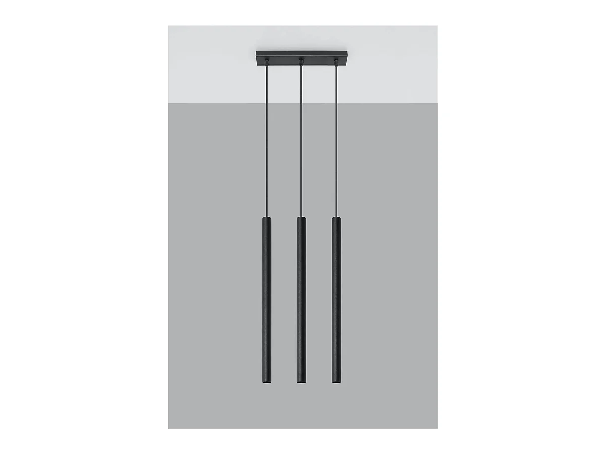 Sollux PASTELO Luminaire suspendu à 3 ampoules Staight, noir, G9