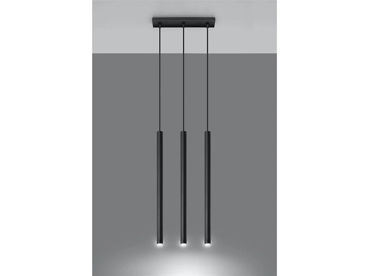 Sollux PASTELO Luminaire suspendu à 3 ampoules Staight, noir, G9