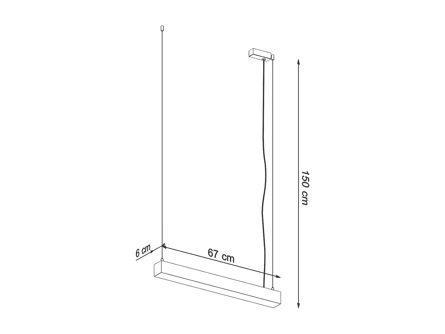 Lampada a sospensione lineare a barra dritta a LED da 65 cm integrata bianca 3000K Lámpara colgante de barra recta lineal LED integrada de 65 cm blanco 3000K