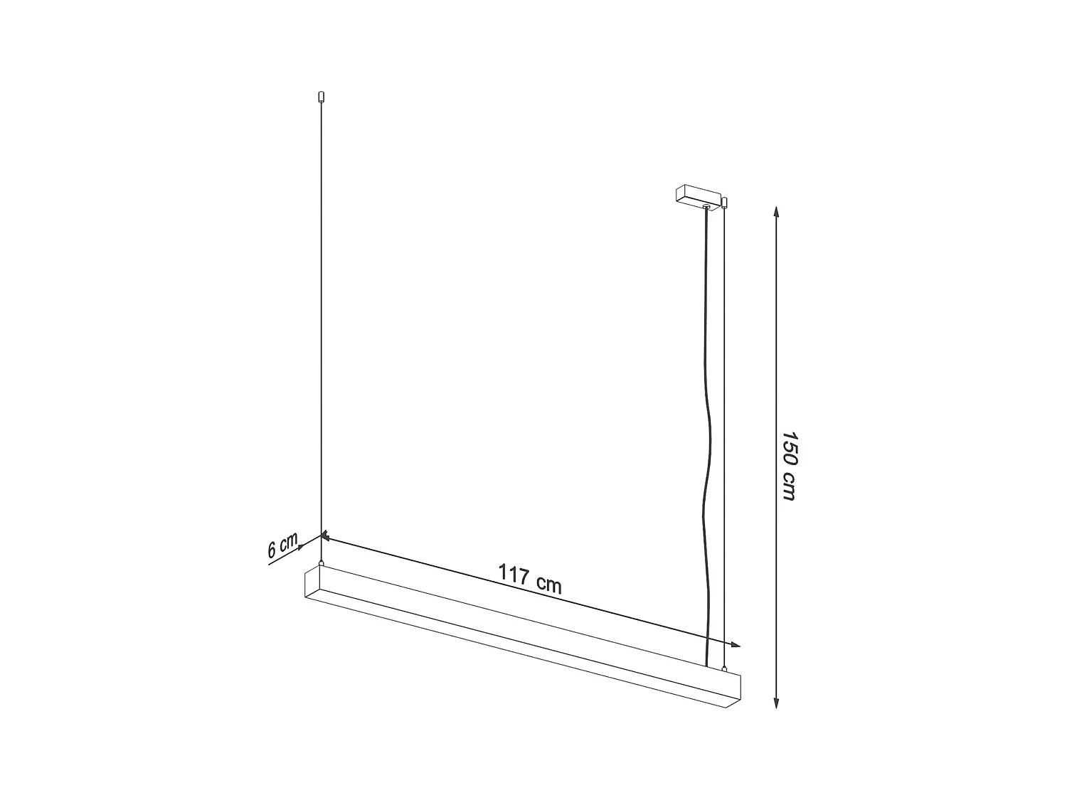 Sollux PINNE Luminaire suspendu barre droite linéaire 115 cm LED intégrée noir 4000K