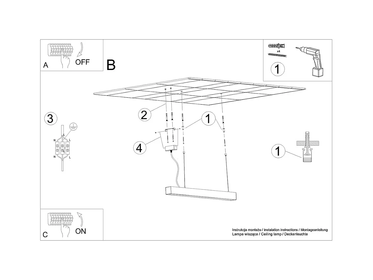 Hanglampen Pinne Minimalistisch Van  - 1 Lichtbronnen - L.118 X H.150 Cm - Zwart