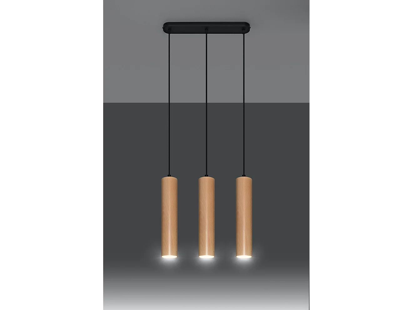 Luminárias Pendentes Lino Escandinavo, Madeira - 3 Lichtbronnen - L.45 X H.90 Cm - Madeira Natural