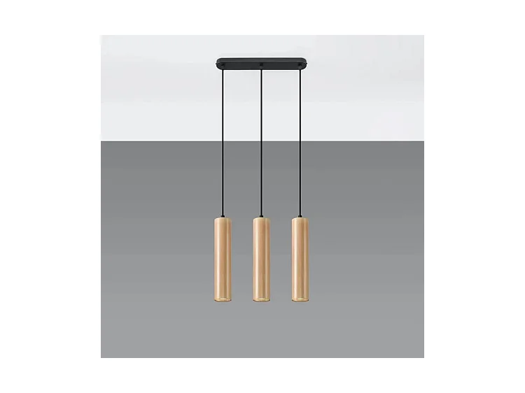 Sollux LINO Suspension triple en bois naturel GU10