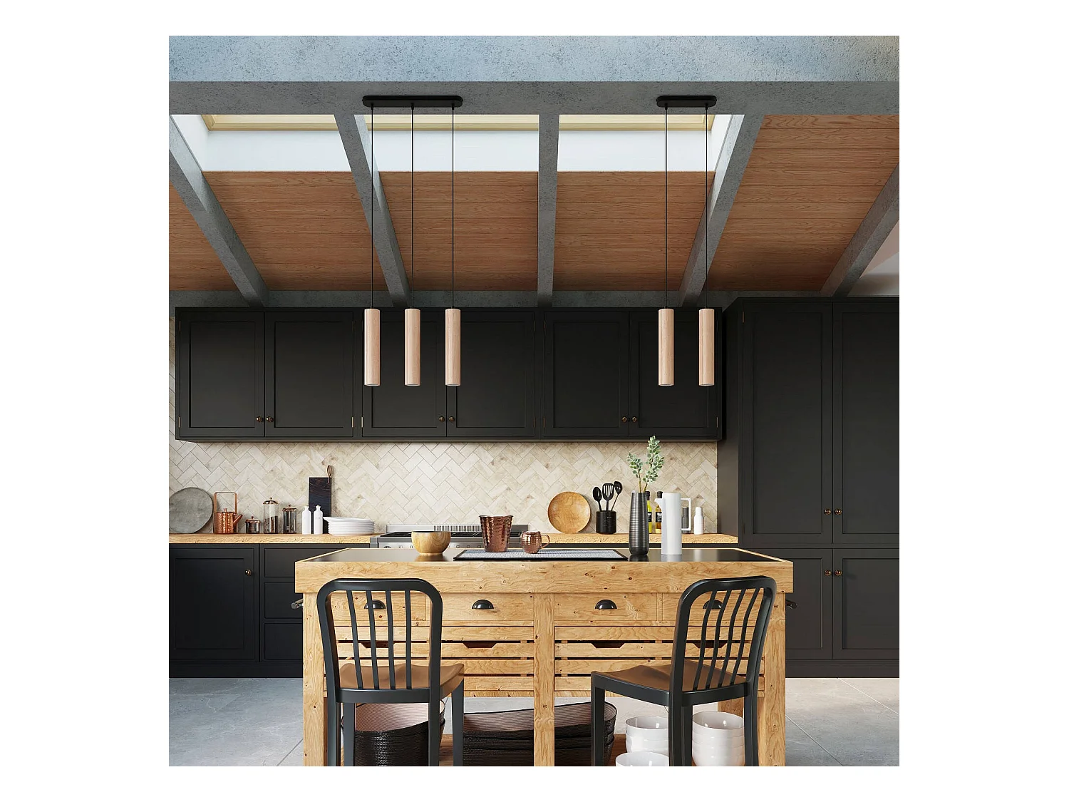 Lampa wisząca LINO 3L drewniana