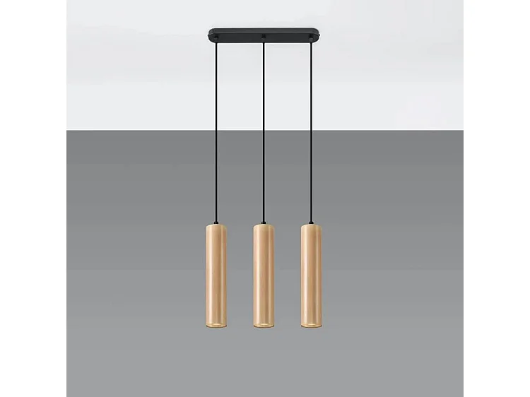 Hanglampen Lino Scandinavisch Van  - 3 Lichtbronnen - L.45 X H.90 Cm - Natuurlijk Hout