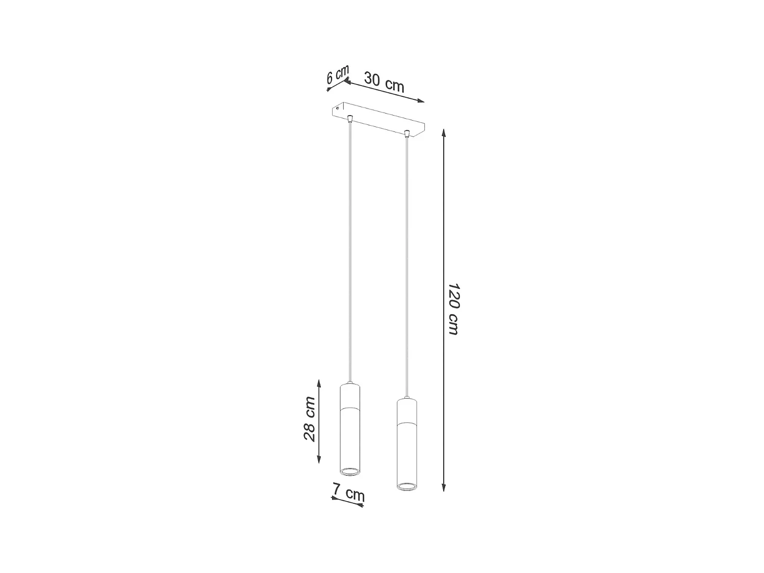 Sollux Lighting Zane Plafoniera a Sospensione Bar Grigio Cemento, Legno Naturale, 30cm