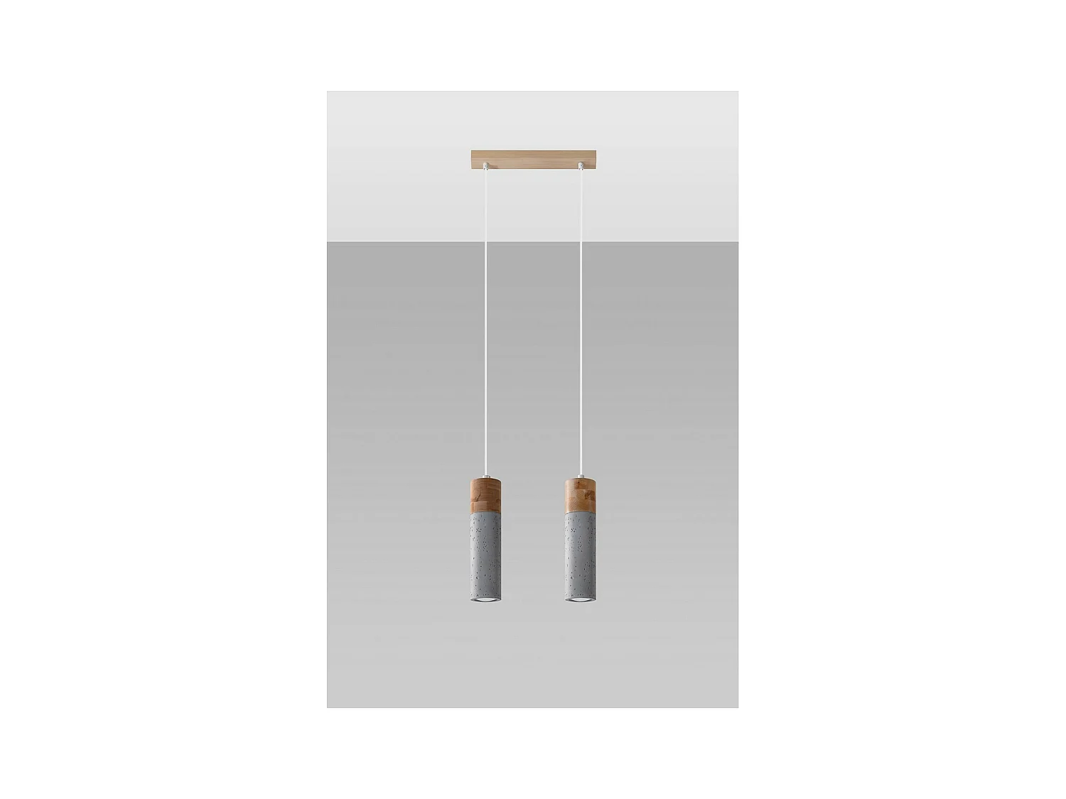 Sollux Lighting Zane Plafoniera a Sospensione Bar Grigio Cemento, Legno Naturale, 30cm