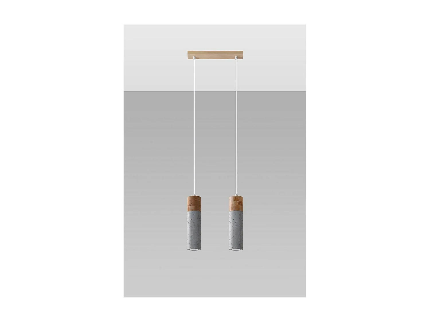 Sollux Lighting Zane Bar Suspension Plafonnier Béton Gris, Bois Naturel, 30cm