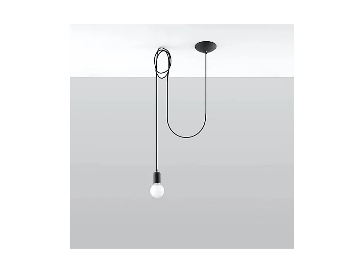 Hanglampen Edison Zolder Van  - 1 Lichtbronnen - L.300 X H.150 Cm - Zwart