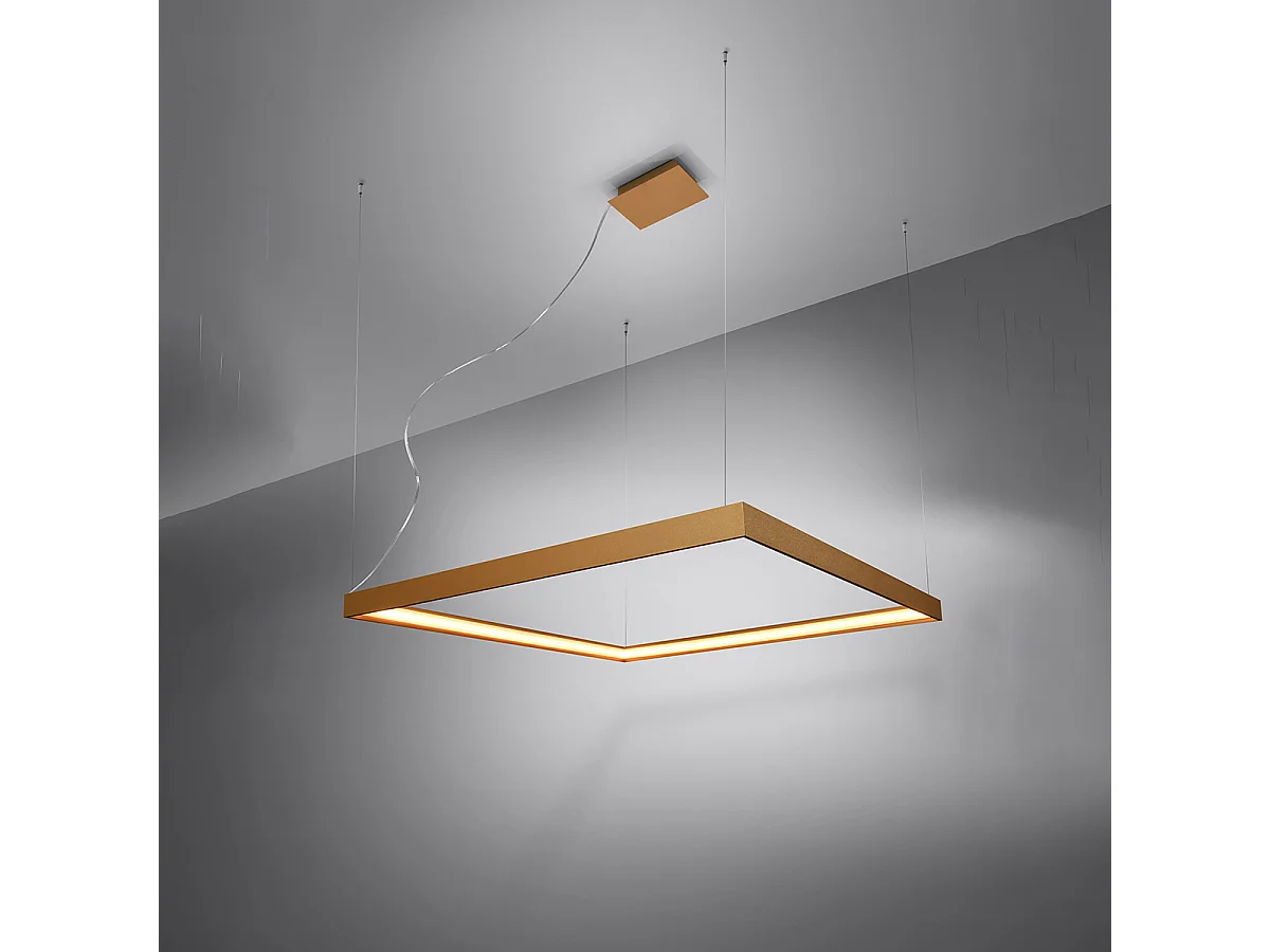 Sollux Lighting Nelya Lámpara de techo LED colgante cuadrada integrada, dorado, 4000K, 5757lm