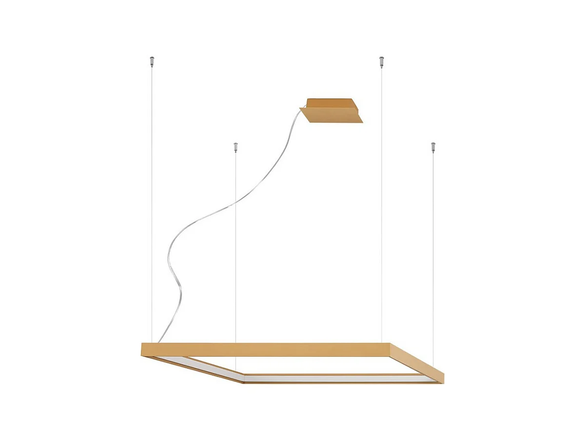 Sollux Lighting Nelya Plafonnier suspendu carré à DEL intégré, or, 4000K, 5757lm