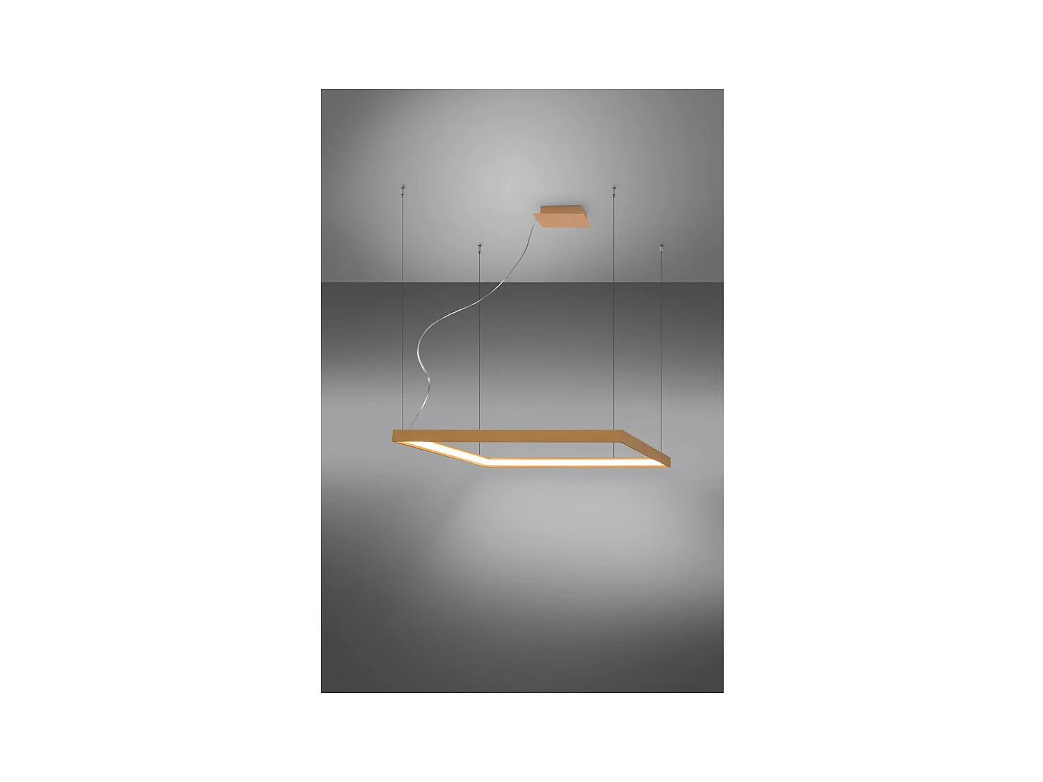 Sollux Lighting Nelya Plafonnier suspendu carré à DEL intégré, or, 4000K, 5757lm