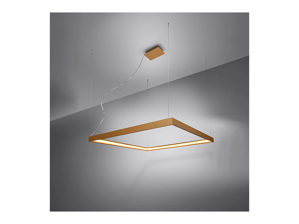 Sollux Lighting Nelya Plafonnier suspendu carré à DEL intégré, or, 4000K, 5757lm