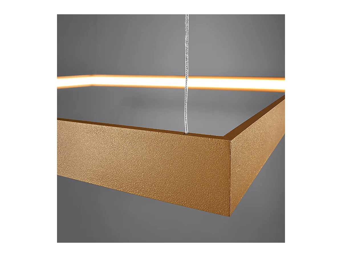 Sollux Lighting Nelya Plafonnier suspendu carré à DEL intégré, or, 4000K, 5757lm