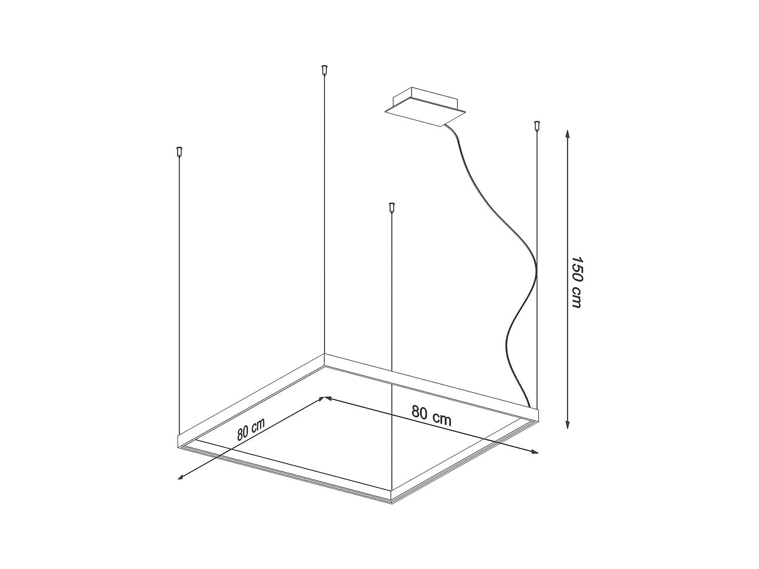 Sollux Lighting Nelya Plafonnier suspendu carré à DEL intégré, or, 4000K, 5757lm