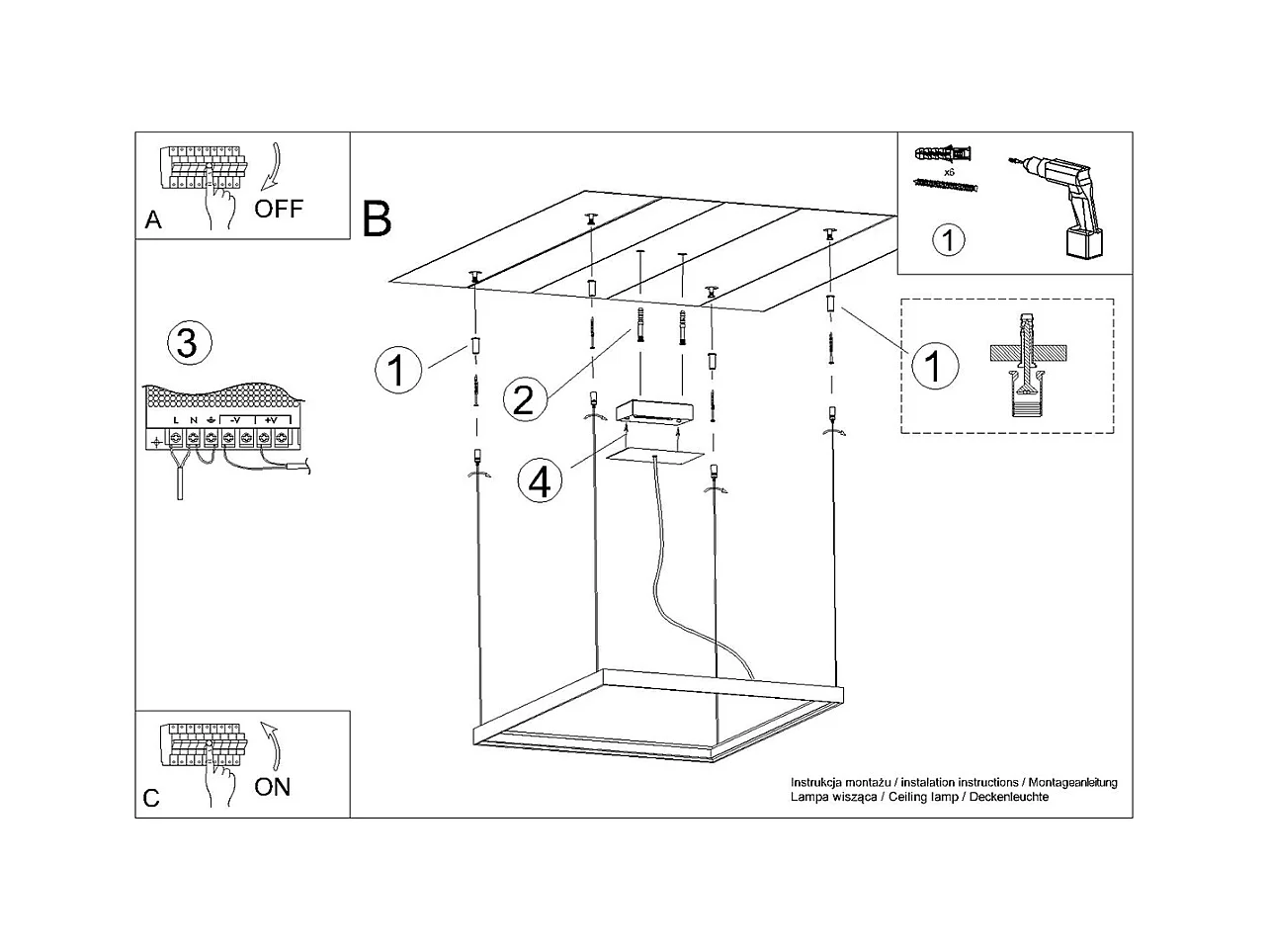 Sollux Lighting Nelya Plafonnier suspendu carré à DEL intégré, or, 4000K, 5757lm