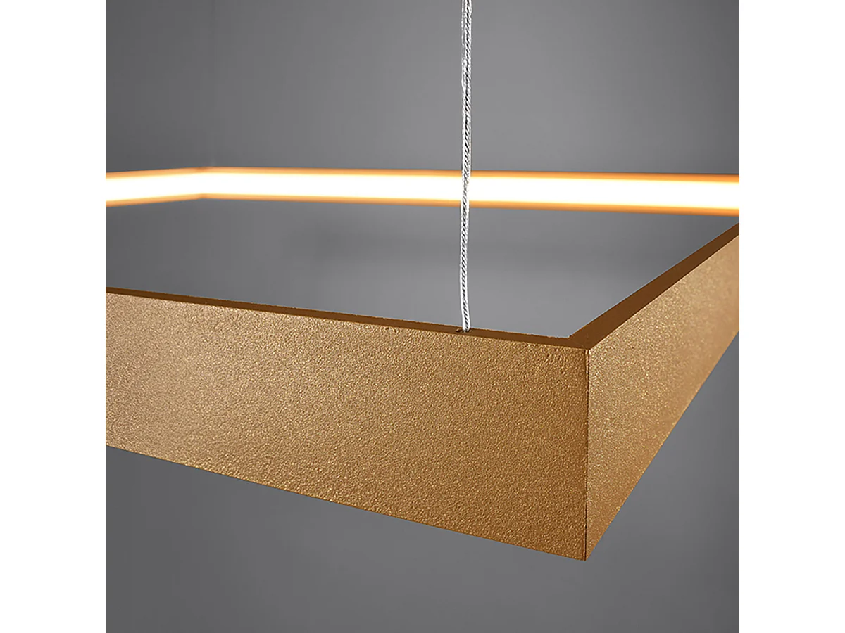 Sollux Lighting Nelya Plafonnier suspendu carré à DEL intégré, or, 4000K, 5757lm