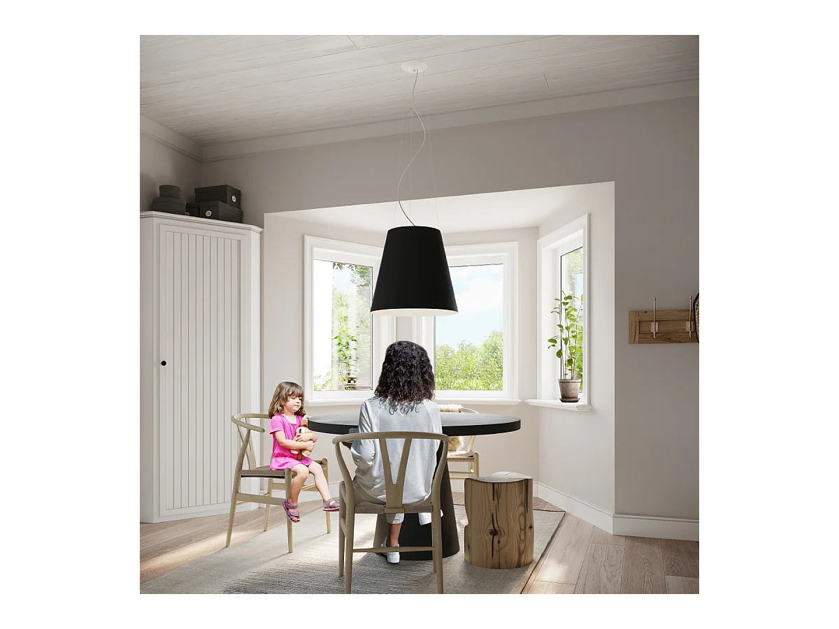 Sollux GENEVE Pendentif Dôme Classique Noir E27