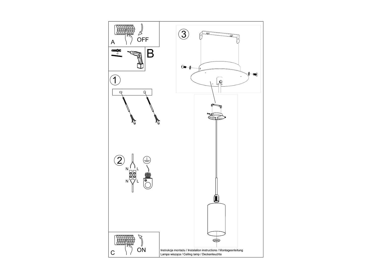 Sollux OTTO Suspension Slim Cylindrique Lumière Blanc 15cm E27