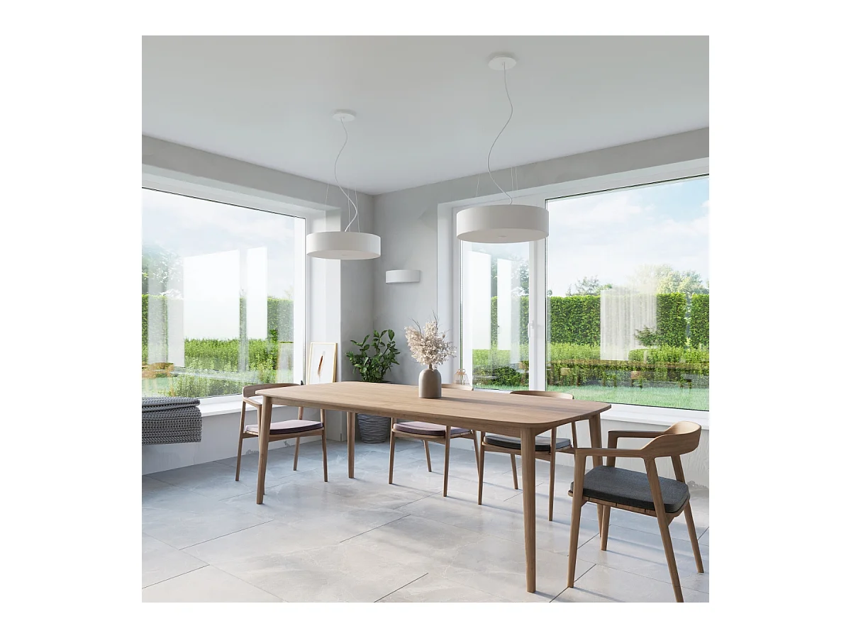 Lampadario Cilindrico Bianco 50cm E27 Lámpara colgante cilíndrica Blanca 50cm E27