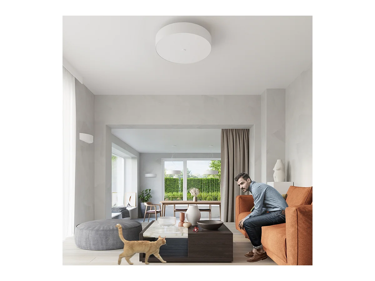 Lampadario Cilindrico Bianco 50cm E27 Lámpara colgante cilíndrica Blanca 50cm E27